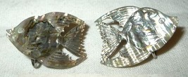 j12 Carved Abalone Shell Angel Fish Screw Back Earrings - $4.98