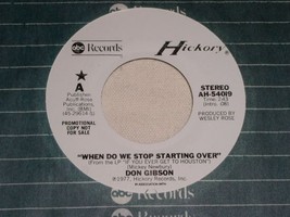 Don Gibson When Do We Stop Starting Over Promotional 45 Rpm Record Vintage 1977 - £14.95 GBP