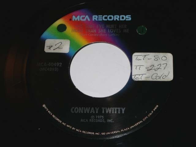 Conway Twitty This Time I&#39;ve Hurt Her More 45 Rpm Phonograph Record - $18.99