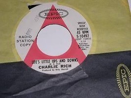 Charlie Rich Life&#39;s Little Ups And Downs 45 Rpm Phonograph Record 1969 Promo - £15.00 GBP