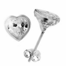 2cts Bezel Heart Diamond Alternatives Stud Earrings 14k White Gold over 925 SS  - £19.50 GBP