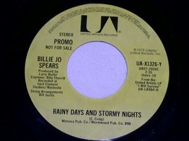 An item in the Music category: BILLIE JO SPEARS RAINY DAYS STORMY NIGHTS PROMOTIONAL 45 RPM RECORD VINTAGE 1979