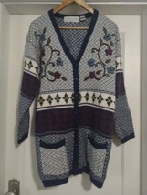 Northern Isles Floral Embroidered Cardigan Sweater Womens XL - £21.79 GBP