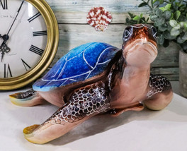 Nautical Ocean Blue Hues Giant Sea Turtle Swimming Figurine 9.5&quot;Long Tor... - £23.90 GBP