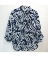 MICHAEL KORS Tie Dye Blouse Top Convertible Sleeves Blue White BOHO Large - $47.30 CAD