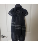 Italy Dark Gray Winter Scarf Soft Wool Cashmere? 62&quot; x 15&quot; Fringe Italian - $17.58 CAD