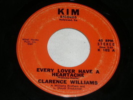Clarence Williams Every Lover Have A Heartache Let&#39;s Make A New 45 Rpm Kim Label - £50.76 GBP