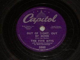 Five Keys Out Of Sight Out Of Mind 78 Rpm Record Vintage Capitol Records Doo Wop - £67.30 GBP