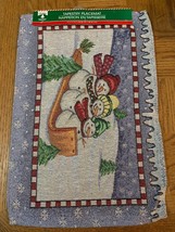 Christmas Tapestry Placemat-3 Snowman On A Sled-Brand New-SHIPS N 24 HOURS - $14.73