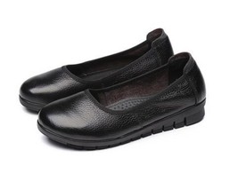 AIYUQI 2021 spring natural genuine leather women flat shoes black shallow mouth  - £39.23 GBP