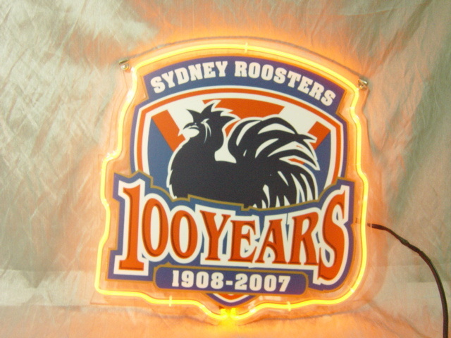 NRL Sydney Roosters 100 Years 1908-2007 Neon Light Sign 10'' x 8'' - £156.48 GBP