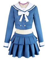 ZYHCOS Girls Sailor Suit Blue Ruffled Skirt Uniform Cosplay Costume (X-Small) - £62.42 GBP