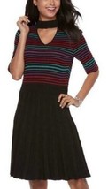 Womens Dress Jr. Girls Candies Sweater Black Fit Flare Choker Elbow Sleeve-sz S - £15.80 GBP