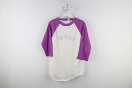 Vtg 70s Streetwear Mens Medium Jerry 3/4 Sleeve Raglan T-Shirt White Purple USA - £39.52 GBP