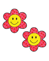 Neva Nude Smiley Flower Power Glitter Pasties - Pink/Yellow O/S - $16.06