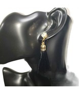 Fashion Jewelry Womens Faux Diamond Rhinestone Black Tassel Bohemian Ear... - £15.72 GBP