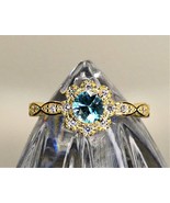 Blue Zircon Silver Ring Gold Plated - £35.39 GBP