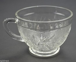 Anchor Hocking Glass Sandwich Clear Punch Cup 2.375&quot; Tall Floral Vintage Flower - £2.39 GBP