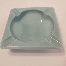 Fire King Turquoise Blue Delphite Large Glass Ashtray 5 7/8&quot; Square Vintage MCM - £31.55 GBP