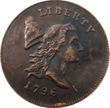 1796 Liberty Cap medio centavo - símbolo americano temprano de la soberanía - $18.54 CAD
