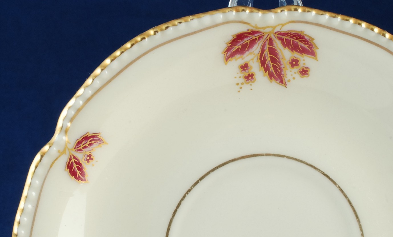 Castleton China Jubilee Demitasse Orphan Saucer Burgundy Leaves Made in USA Item image 2