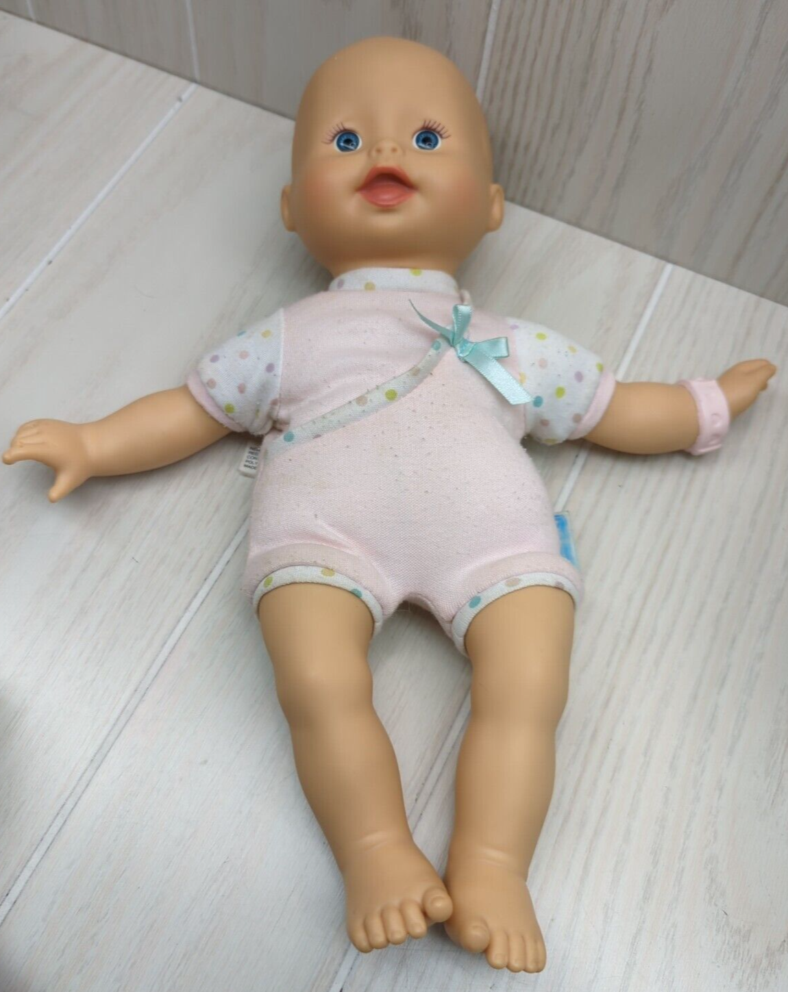 Primary image for Fisher Price Baby So New Doll Little Mommy pink colorful polka dots blue bow eye