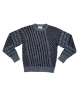 Le Tigre Knit Sweater Mens Medium Gray Geometric Crewneck  90s Vintage - $334.09 MXN