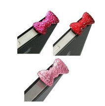 3pack Crystal Rhinestone Dust Plug for 3.5mm Audio Port - Pink, Magenta, Red Bow - £12.50 GBP