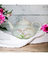 Vtg Ellegraeve England White Ironstone Ceramic Teapot Pink Cherry Blossoms - $35.14 CAD