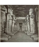 1942 Egypt Temple of Ramses II Interior Historical Print Antique Ephemer... - $28.05 CAD