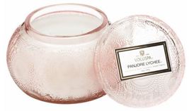 Voluspa Panjore Lychee Embossed Glass Chawan Bowl Candle (14 Ounces) - £35.57 GBP
