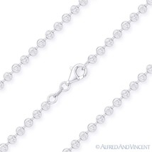 Moon Cut 3.1mm Ball Bead Chain Necklace in .925 Italy Sterling Silver w/ Rhodium - £51.47 GBP+