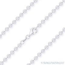 Moon Cut 3.1mm Ball Bead Chain Necklace in .925 Italy Sterling Silver w/ Rhodium - £59.15 GBP+