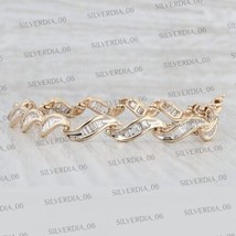 4.50 Ct Baguette Cut Simulated Diamond Gold Plated 925 Silver Women&#39;s Bracelet - £182.00 GBP