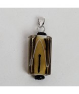 Vintage Artisan Hand Crafted Glass Pendant 1 Inch Gold Black - $13.10