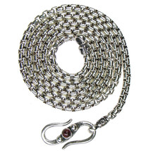 Gerochristo 3055 - Sterling Silver Byzantine Chain with Garnet - 40 cm  - $250.00