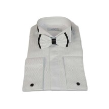 Mens CEREMONIA Tuxedo Formal Shirt 100% Cotton Turkey Slim Fit #stn 13 jkp White image 3