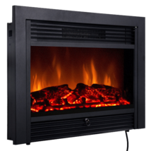 28.5 Inch Electric Fireplace Recessed with 3 Flame Colors - Color: Black - Size: - $349.43 CAD