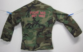 &quot;FIGHT WAR NOT WARS&quot; WOODLAND CAMO PROTEST COAT SMALL-SHORT CHEST 33&quot; TO... - £11.07 GBP