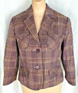 Women Sz 8 Blazer Purple Plaid 4 Pockets WORTHINGTON - $19.00 CAD