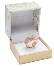 Charter Club Women&#39;s Rose Gold-Tone Crystal Triple-Row Ring In Gift Box Size 5 - £15.69 GBP