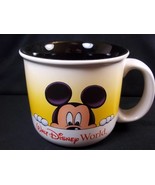 Walt Disney World Mickey Mouse coffee mug yellow &amp; white black interior ... - £10.51 GBP