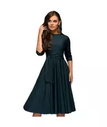 Classic green midi-length swing dress with 3/4 sleeves - $65.99