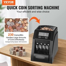 VEVOR USD Coin Sorter with LCD Screen Display Holds up to 200 Coins 4 Co... - $2,523.45 MXN
