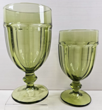 2) Libbey Gibraltar Olive Iced Tea Glasses Set Duratuff Panel Drink Stem... - $629.04 MXN