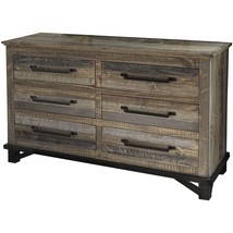 56" Brown Solid Wood Six Drawer Double Dresser - $18,461.10 MXN