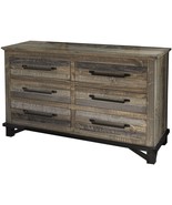 56&quot; Brown Solid Wood Six Drawer Double Dresser - €837,44 EUR
