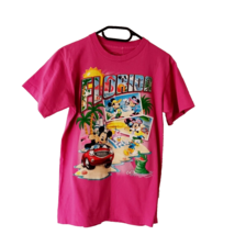 Disney Store Mickey  Florida Adult Pink Short Sleeved Cotton T-Shirt size S - £16.22 GBP