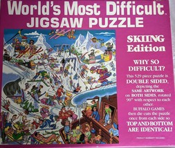 World&#39;s Most Difficult Jigsaw Puzzle Skiing Edition Cartoon Double Sided... - $12.85