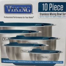 Viking 10-Piece Stainless Steel Mixing Bowl Set Prep and Serving Bowl Se... - $91.58